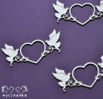 BEAUTIFUL WEDDING -  serca z ornamentem i gołębiami, 3 szt.