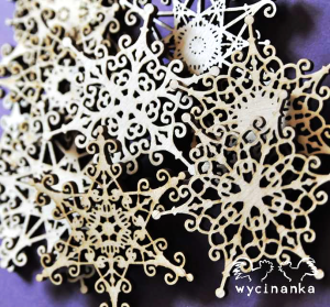 snowflakes, 9 pieces, 3 mm plywood