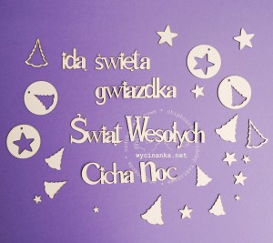 zestaw świątecznych napisów z dekoracjami