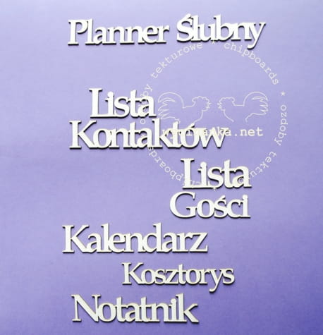 zestaw napisów "Planner Ślubny"
