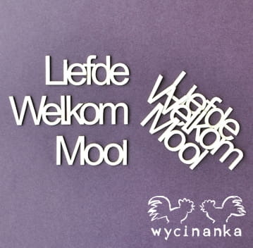 inscriptions Liefde, Welkom, Mooi 